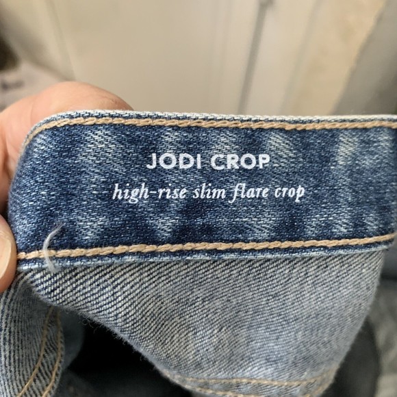 AG Adriano Goldschmied The Jodi High Rise Crop Flare Blue Denim Jean Size 32R - Picture 11 of 11